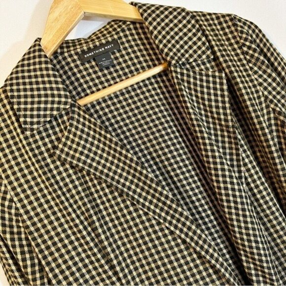 Something Navy Plaid Wrap Style Blazer XS Academia Preppy Collegiate Old Money - Picture 7 of 7